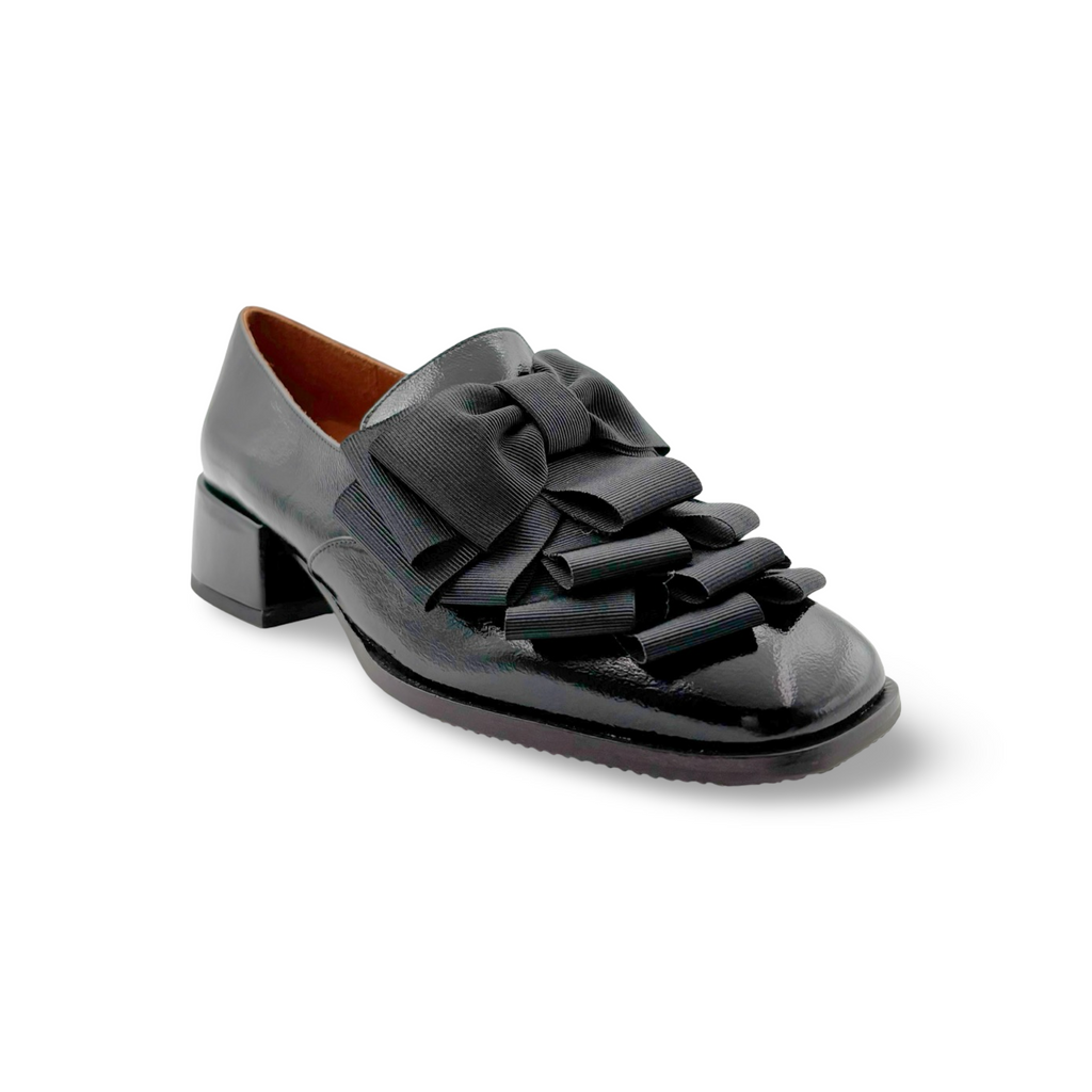 Zapame47 Black Ribbon Low Heel