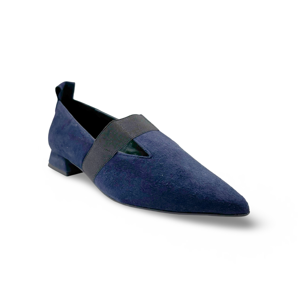 13086 Navy Suede Flat