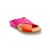 Pink and orange sandal with tan sole