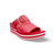 Red sandal with a red and white wedge sole 