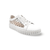 White lace up sneaker with polka dot pattern mesh
