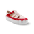 Pink platform with red straps and white sole