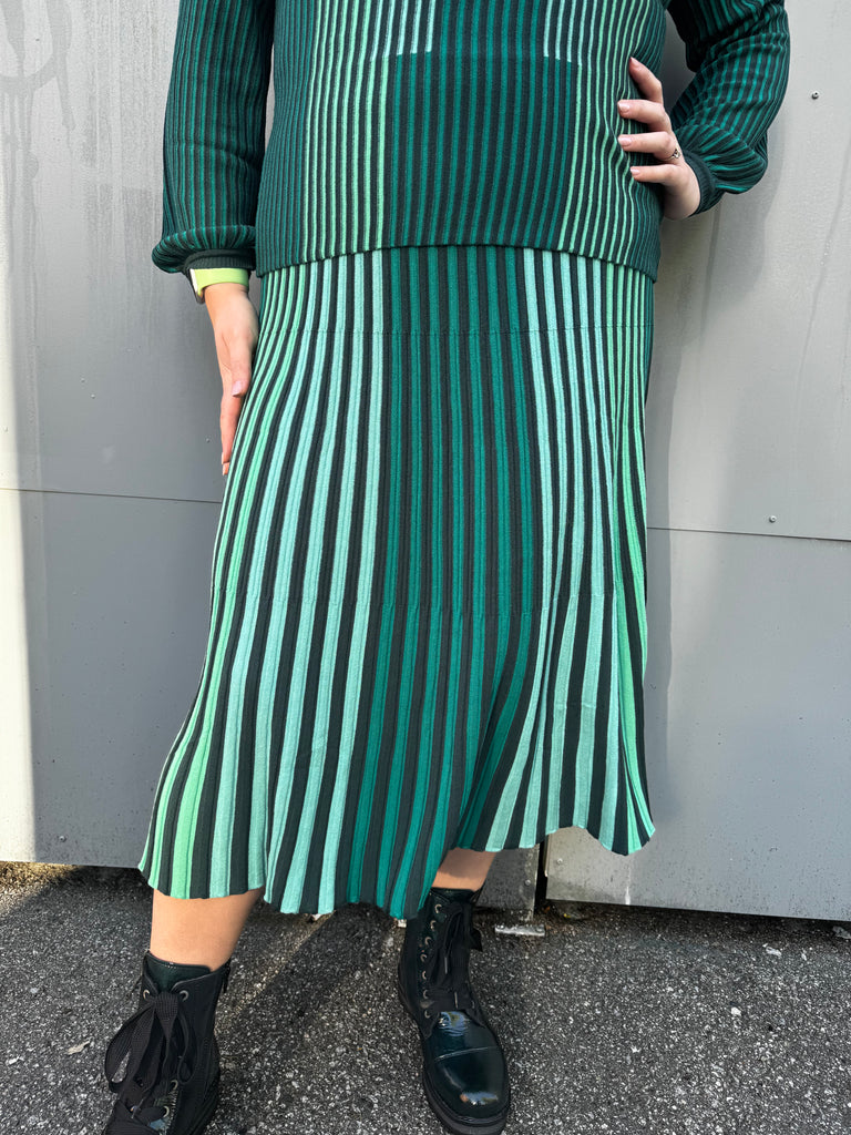Mix green striped skirt 