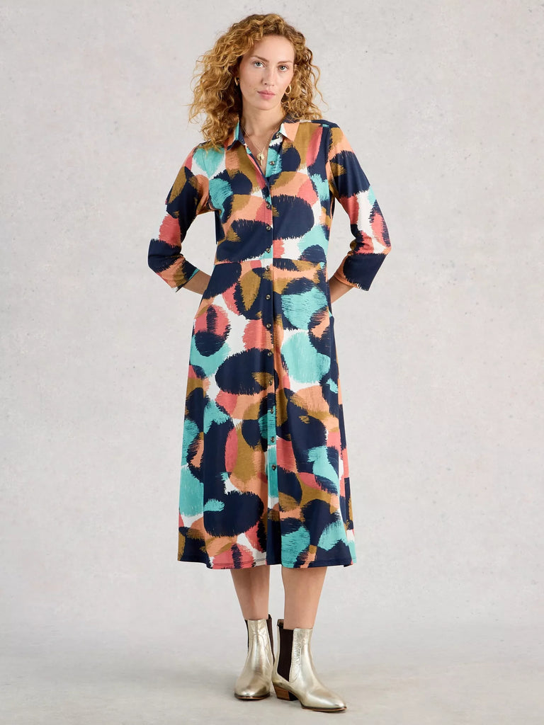 445189 Rua Navy Multi Shirt Dress