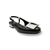 Black and white slingback flare with black/white buckle 