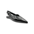 Black pointed-toe slingback patent leather flat 