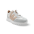White leather suede and nude sneaker with stretch lace