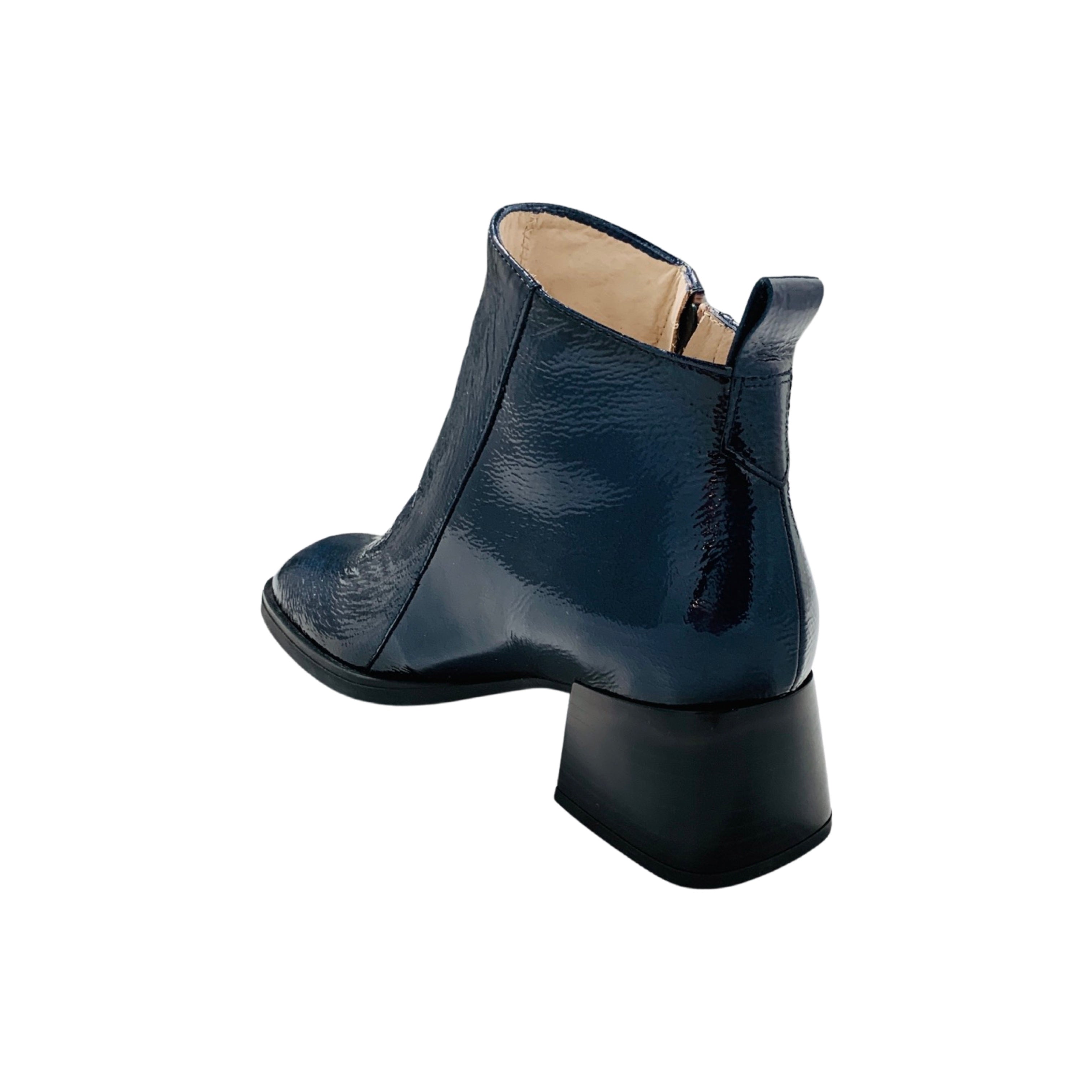 Buy Navy Faux Patent Leather Heeled Boots 7, Boots