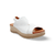 White leather platform sandal with light tan sole 