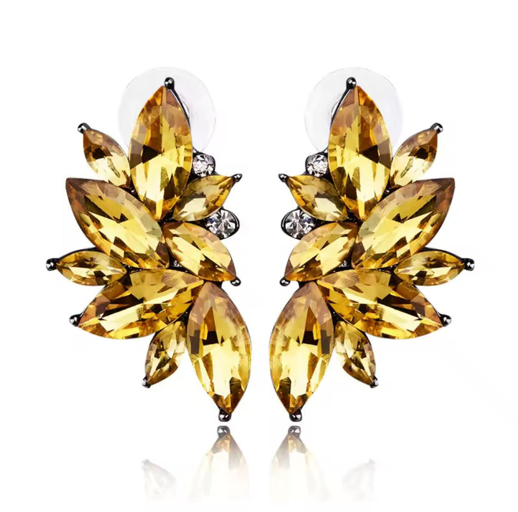 Yellow Rhinestone Cluster Earring