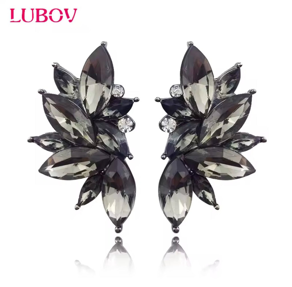 Smoky Rhinestone Cluster Earring