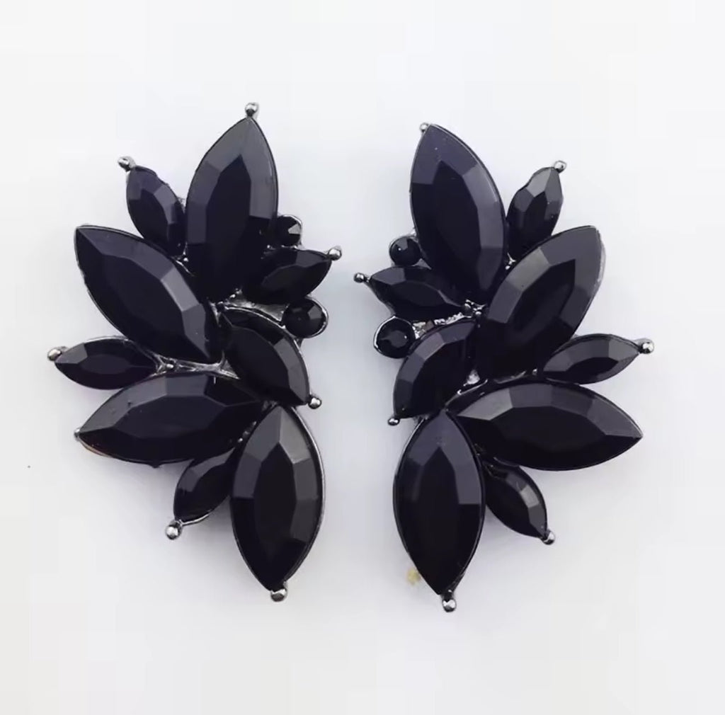Onyx Rhinestone Cluster Earring