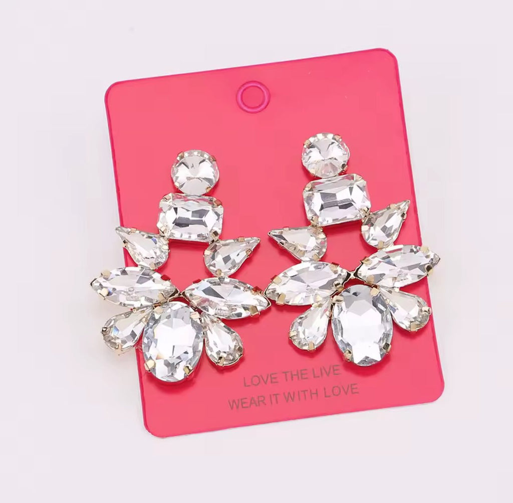 Silver Crystal Charlize Earrings