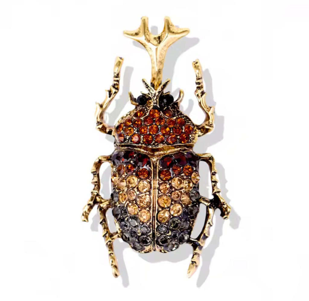Brown Scarab Jewel Brooch