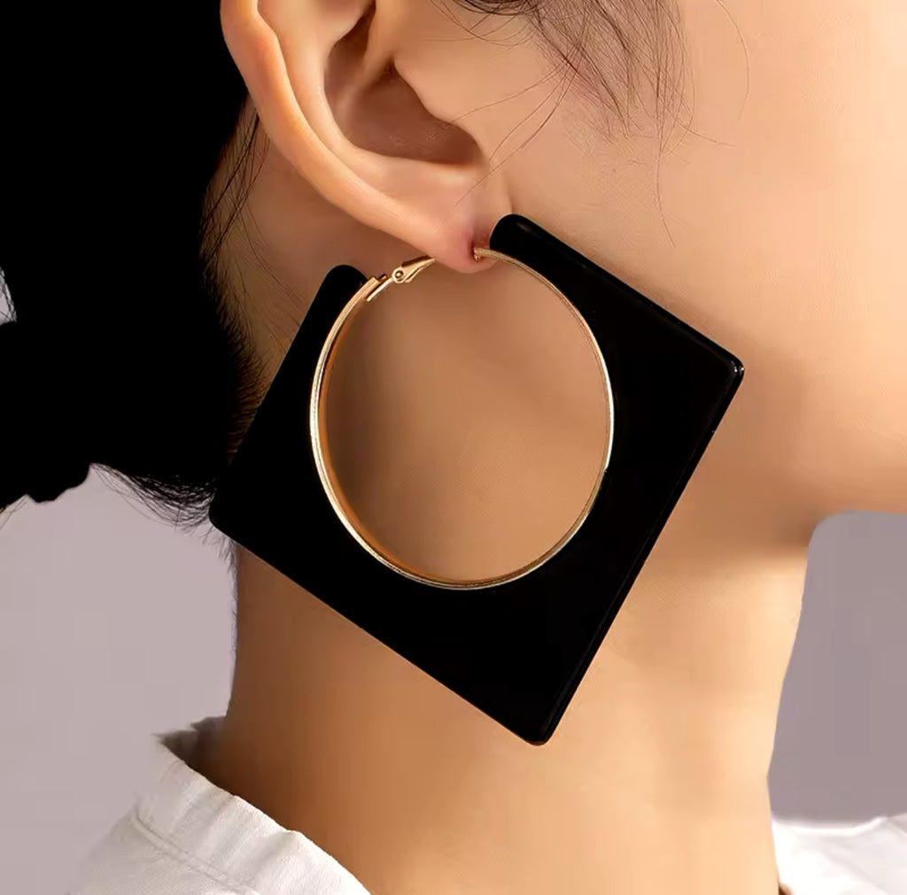 Black Square Earring