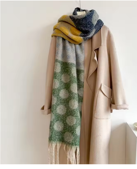 Yellow and Green Dot Scarf