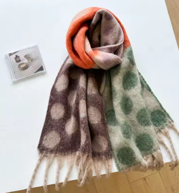 Brown and Green Dot Scarf