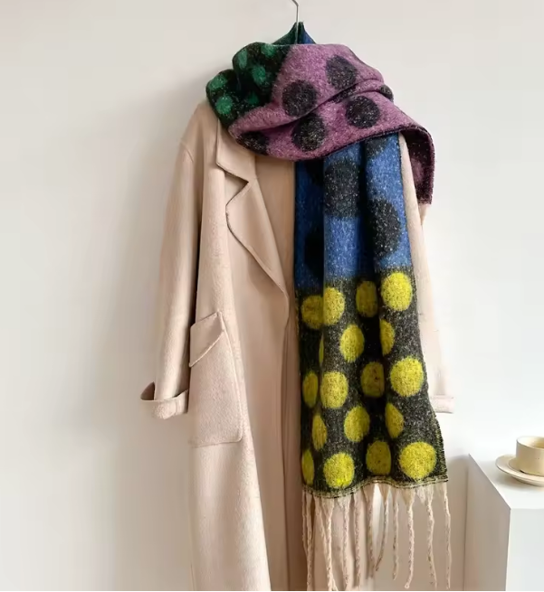 Blue and Yellow Dot Scarf