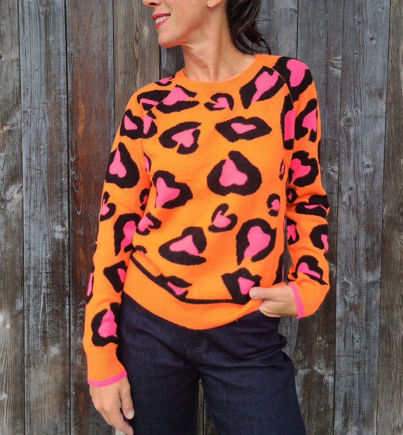 Lucy Leopard Crew Sweater Neon Orange/Black – Lord's Shoes & Apparel