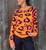 Lucy Leopard  Crew Sweater Neon Orange/Black