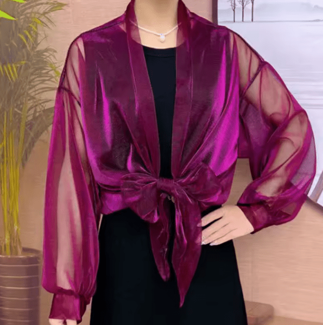 Metallic Pink Iridescent Wrap with tie