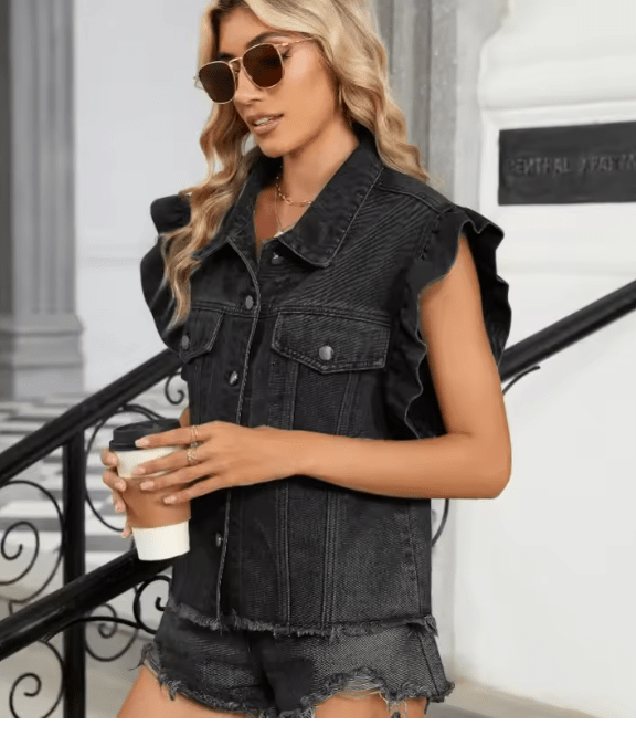 Denim Black Wash Vest