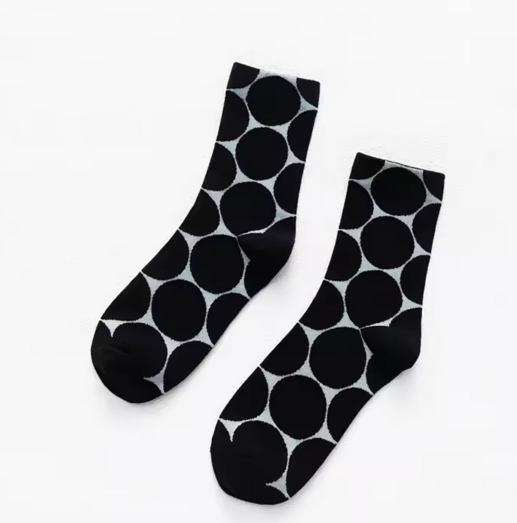 Black & Grey Large Dot Sock
