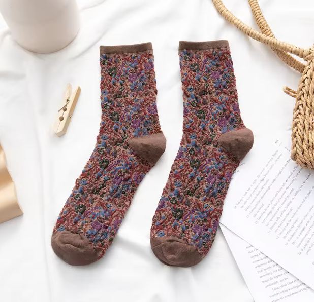 Harriette Brown Merlot Gold  Mix Sock