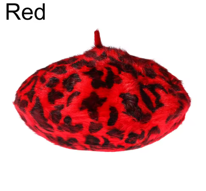 Red Leopard Beret