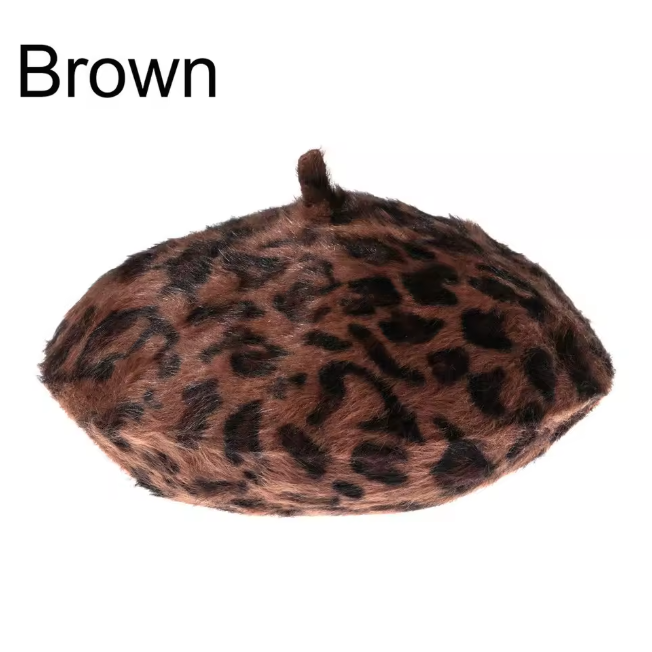 Chocolate Leopard Beret