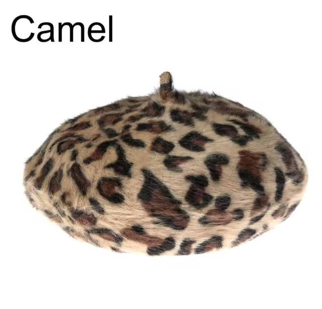 Camel Leopard Beret