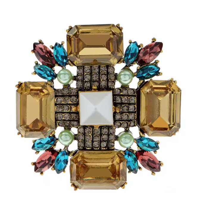 St Moritz Retro Amber Brooch