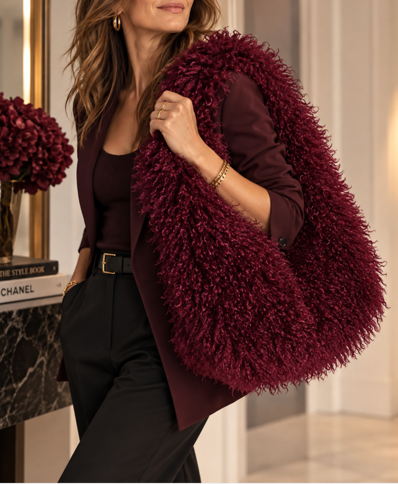 Miley Long Hair Shoulder Bag Merlot