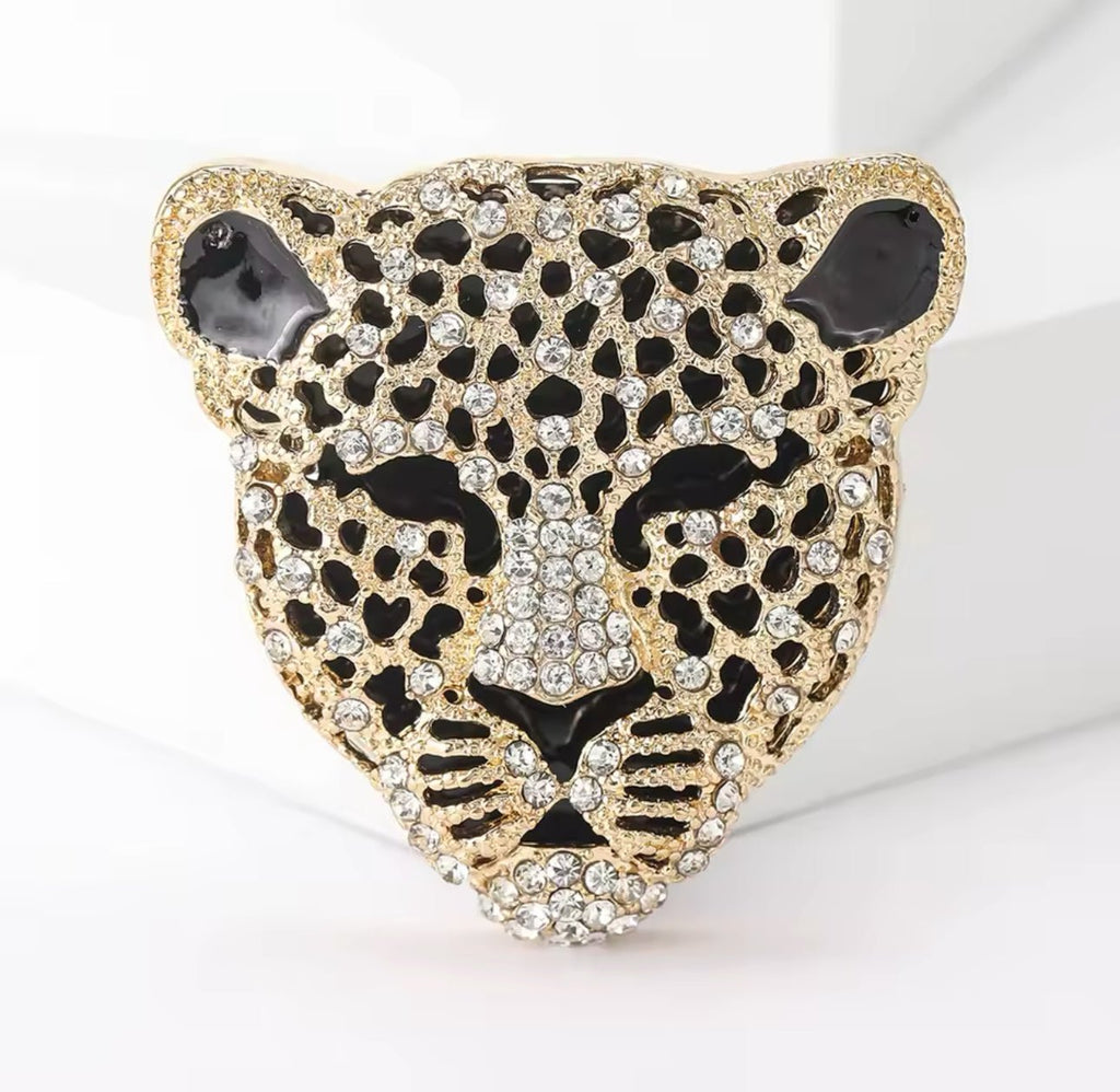 Gold Leopard Jewel Broach