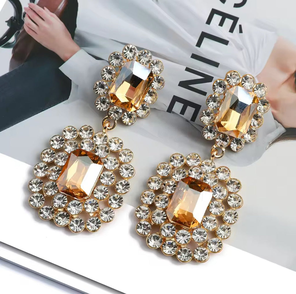 Vintage Champagne Crystal Earrings