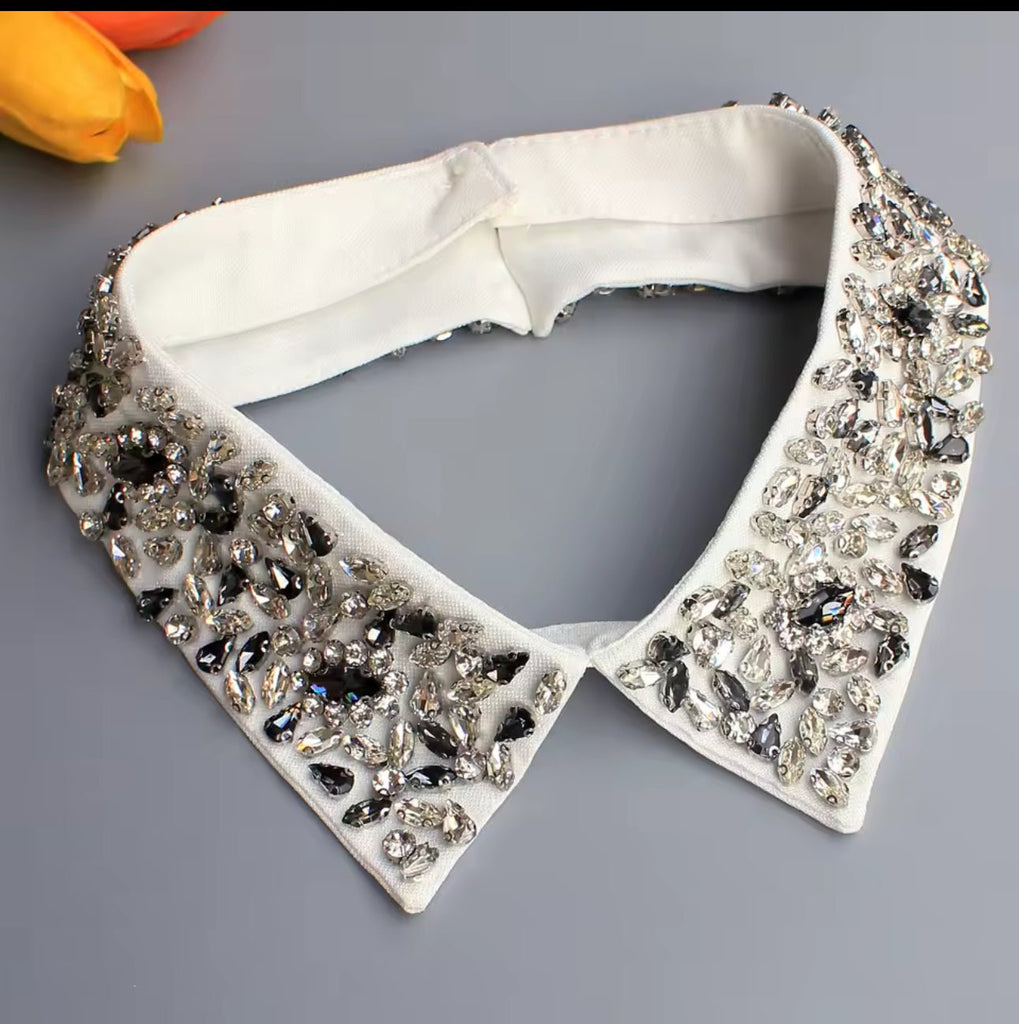 White Rhinestone Encrusted Collar