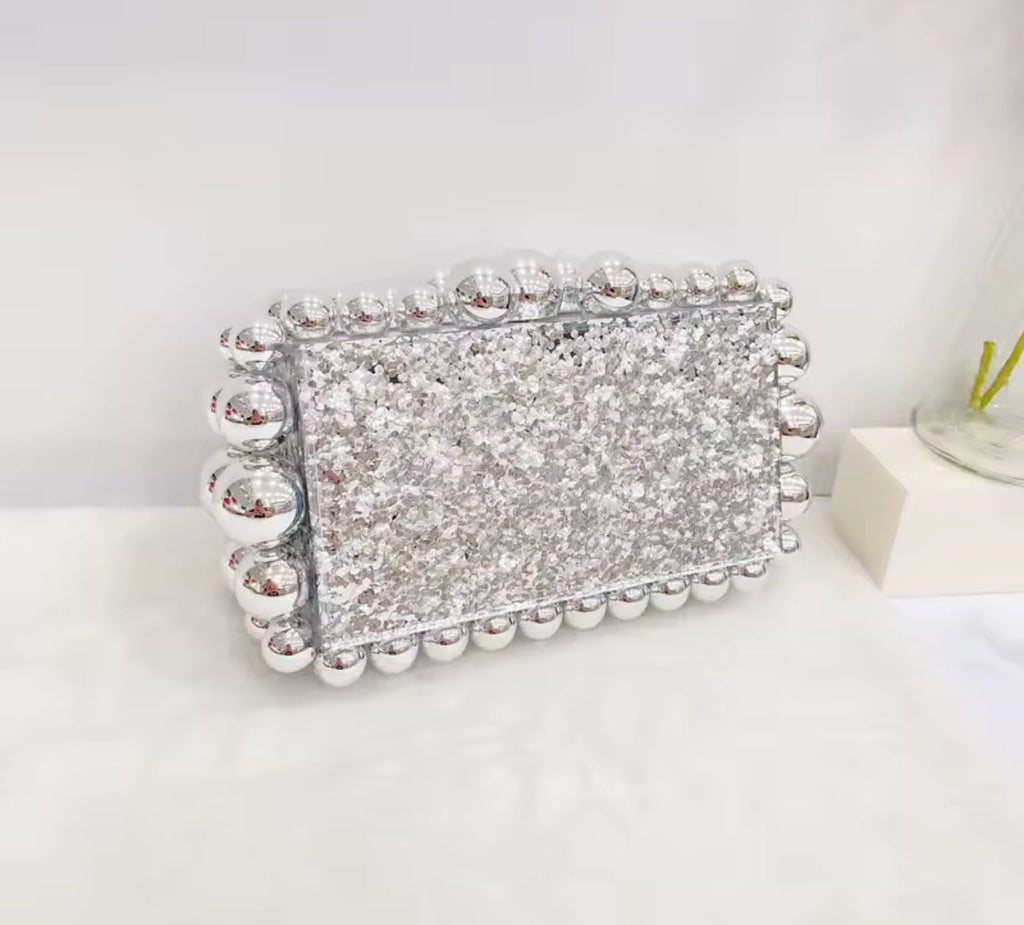 Silver Glitter Deco Clutch