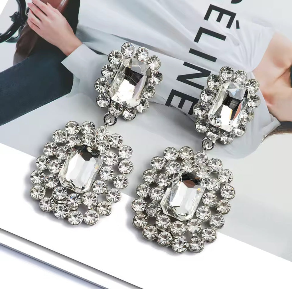 Vintage Silver Crystal Earrings