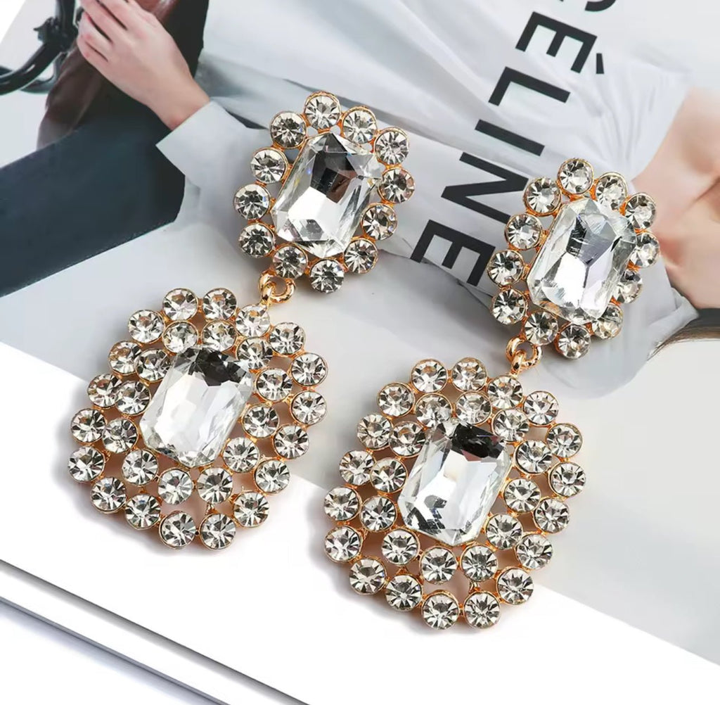 Vintage Gold Crystal Earrings