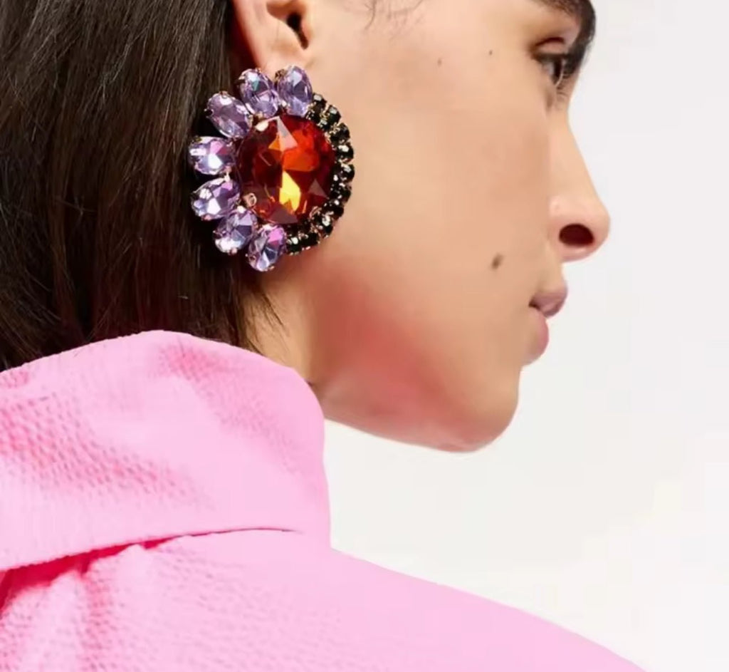 Rya Purple Rhinestone Earring