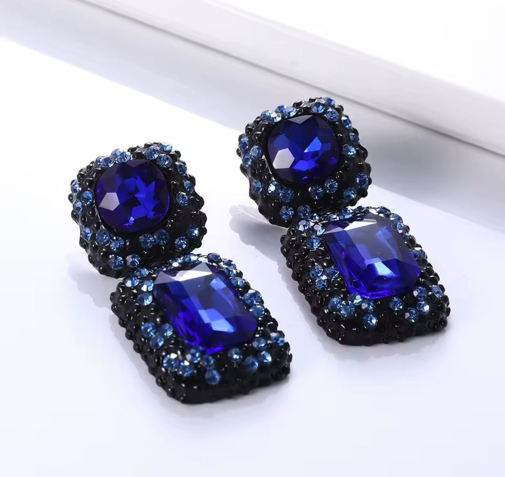 Vintage Cobalt Crystal Earrings