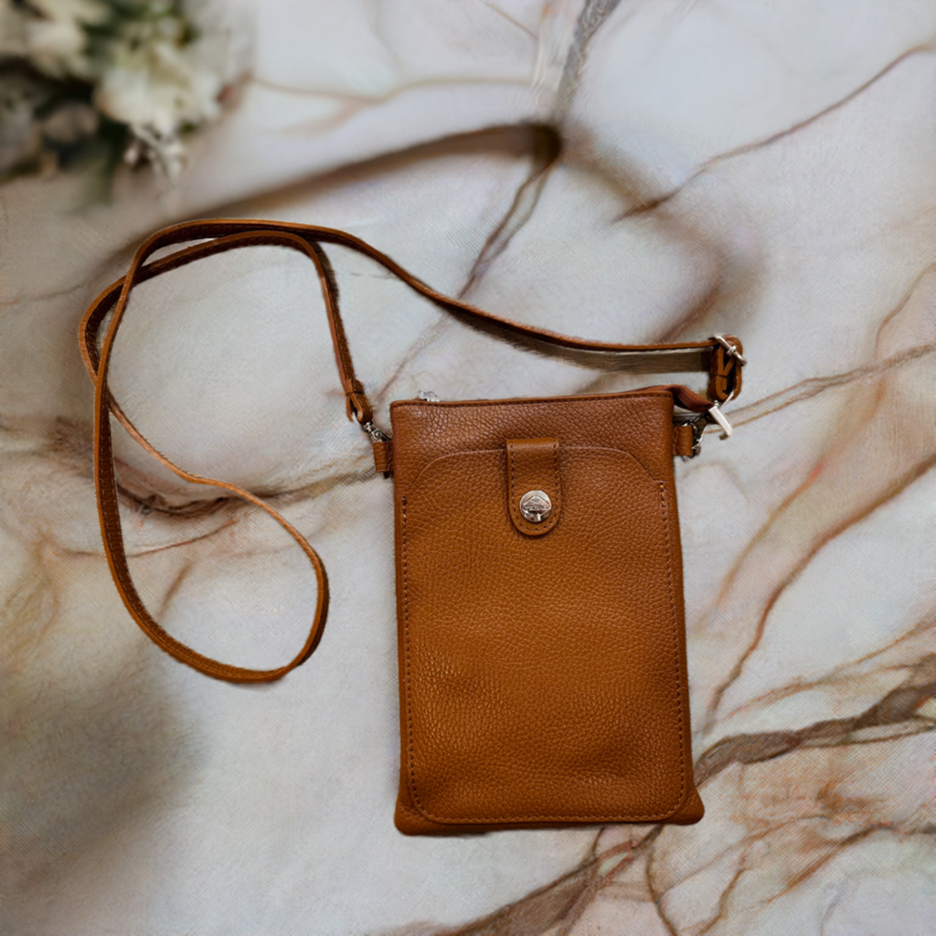 135236 Cesena Tan Leather Phone Bag