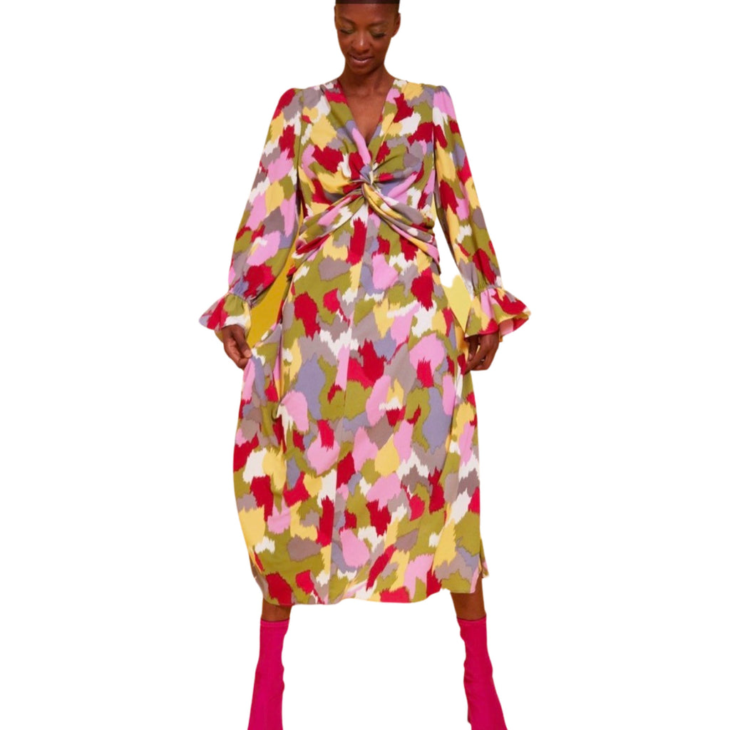 SLCD325A-Multi Silk Blend Floral Maxi Dress