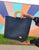 Elena Recycled Black Geo Tote/Wood Handle