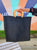 Elena Recycled Black Geo Tote/Wood Handle