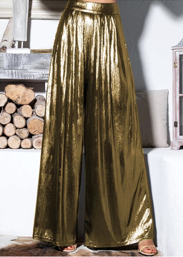 Holiday Wide Leg Pant Gold