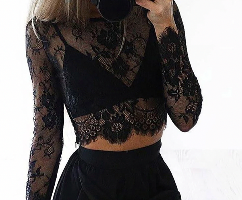 Underpinning Black Lace Crop