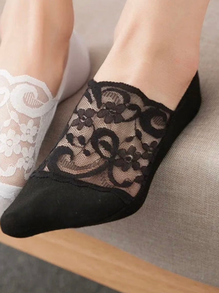 Invisible Black Lace Sock Small- size 5-7