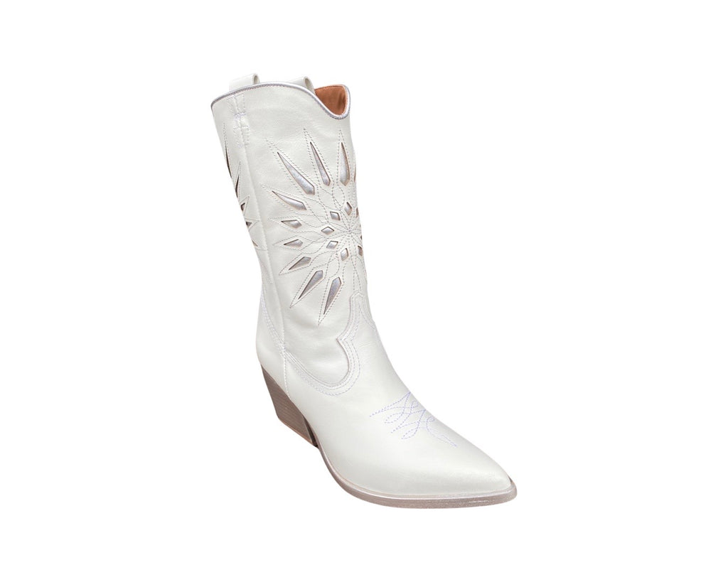 Mae Silver And White Cowboy boot