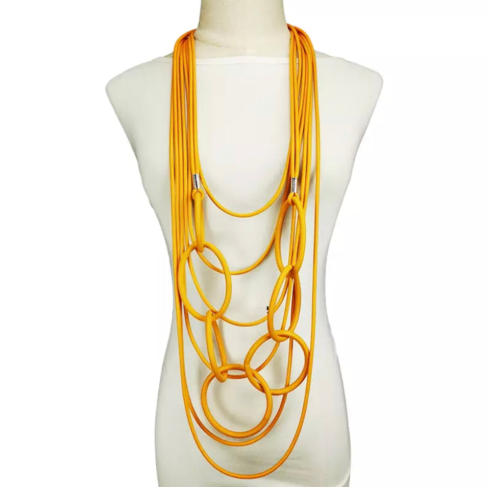 Uke Long Orange Loops Necklace